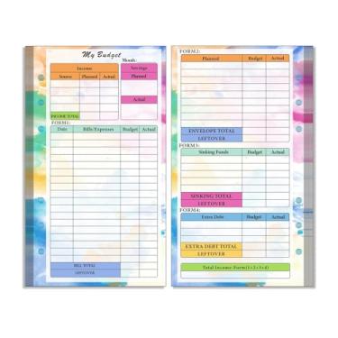 Imagem de MEELYHOME Refil de papel de folha solta, inserções de agenda para fichário, planejador de orçamento, folhas pautadas de orçamento/semanal/mensal