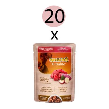 Imagem de Kit 20 Ração Special Dog Sache Cães Filhotes Carne 100g