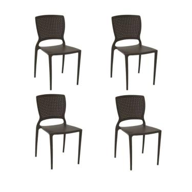 Imagem de Kit 4 Cadeiras Safira Marrom Tramontina 92048/109