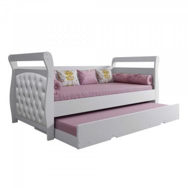 Imagem de Bicama Infantil Babá Capitonê Tigus Baby Branco Acetinado