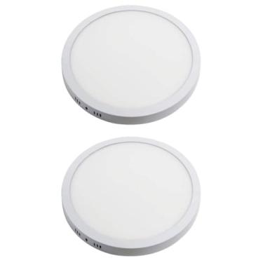Imagem de Kit 2x Painel Plafon Sobrepor Alumínio Redondo LED 18W 20cm Bivolt Branco Frio
