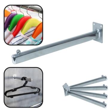 Imagem de Kit 4 Araras Cabideiro Parede Com Esfera Cromada Reta 33cm