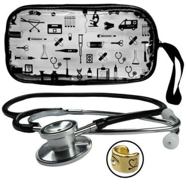 Imagem de Estetoscópio Duosson Adulto Cardiado Pulmonar Duplo - P.A. Med, Preto 