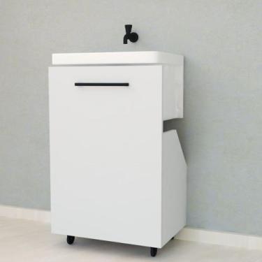 Imagem de Nicho Gabinete Lavanderia C/ Rodízio Armário Tanque Minimalista - Biho