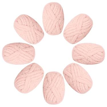 Imagem de Cobertor de fio grosso grosso, Aeelike #8 peso rosa extra jumbo grosso para tricô à mão, fios gigantes de chenille macios super volumosos sem nós para crochê de malha de dedo, pacote com 8 (200 m 1,8