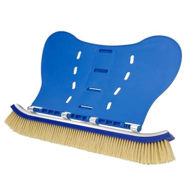 Imagem de Escova de piscina com cauda de escova para limpar paredes de piscina usando pressão de água, cerdas de plástico resistentes de 45,7 cm, cabeça de escova de piscina com clipes EZ serve na maioria dos
