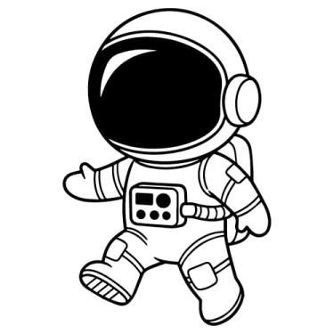 Imagem de Adesivo ASTRONAUTA Ideal para notebook carro portas vidros Paredes Quarto Infantil vários tamanhos (PRETO, 10x15,2cm)