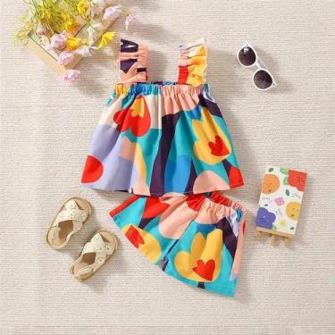 Imagem de Conjunto de Shorts e Blusa com Manga Voadora para Meninas - Estampa Co