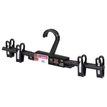 Imagem de Cabide Plástico para Saia e Calça com Presilha Preto 33cm Easy Sanremo