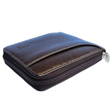 Imagem de Carteira de ziper em couro moderna masculina slim pequena porta documentos LUXXO Pauslist