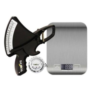 Imagem de Adipômetro Medidor De Gordura C/ Balança De Cozinha Inox dieta fitness