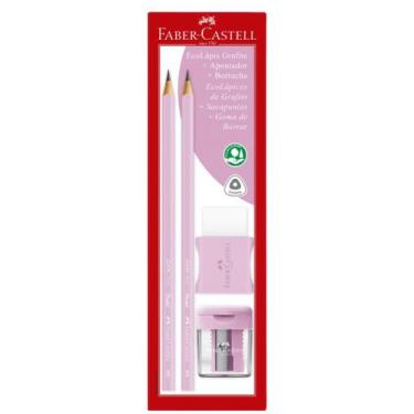 Imagem de Kit lápis grafite com apontador e borracha Faber-Castell, escolha a co