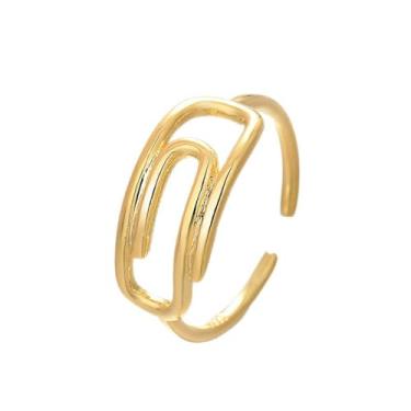 Imagem de Anel de clipe de papel para mulheres, minimalista, ajustável, empilhável, anel de dedo médio, banhado a prata, aliança aberta de casamento, compromisso, noivado, aniversário, joia moderna para mãe e