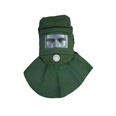 Imagem de Milageto Capacete de jateamento equipamento anti poeira com protetor facial anti poeira lona para polimento jateamento de areia, Lente de Plástico
