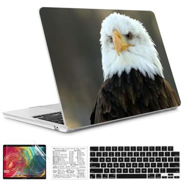 Imagem de QCzyc Compatível com MacBook Air de 13,6 polegadas, versão 2022-2024, A2681, M2, A3113, M3, chip animal, capa rígida e teclado e adesivo para teclado Mac OS (águia careca)