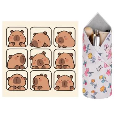 Imagem de GianiaChi Pano mágico autoadesivo | Protetor de lente de câmera + bolsa de armazenamento de cosméticos | Reutilizável, lavável, organizador dobrável | Estojo de viagem portátil para lentes, pincéis e