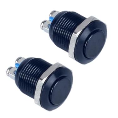 Imagem de DMWD Pacote com 2 interruptores de botão de pressão de metal momentâneo de 12 mm à prova d'água IP66 terminais de parafuso antivandalismo 12V 24V 36V DC 110V 250V AC 5A 1NO ON-OFF 1/5.1 cm orifício de