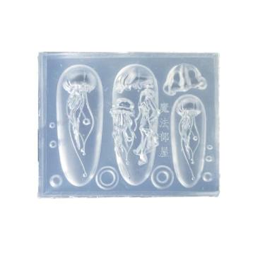 Imagem de lweiyupeixx Estênceis de arte de unhas moldes criativos de arte de água-viva molde conta-gotas de silicone moldes de decoração exclusivos moldes de manicure de silicone