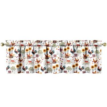 Imagem de aiwkjdns 1 conjunto de cortinas e sanefas de cozinha de frango para janelas de galo decoração de janela de cozinha sobre a pia 46 x 137 cm