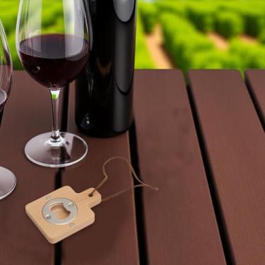 Imagem de Generic 1 peça abridor de garrafa magnético três ursos filhotes abridor de garrafa madeira faia alça quadrada ímã madeira marrom claro 6 x 8,5 x 1,2 cm