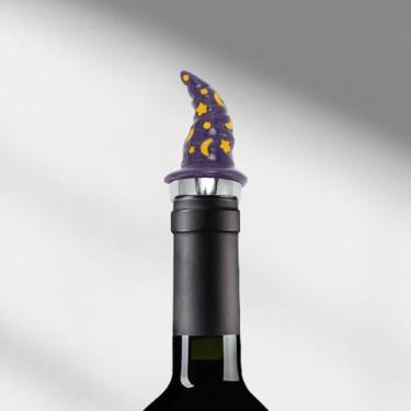 Imagem de Generic 1 tampão de garrafa de Halloween roxo chapéu de bruxa rolha de cortiça liga de alumínio resina TPE roxo amarelo marrom 7,4 x 3,4 x 2,5 cm