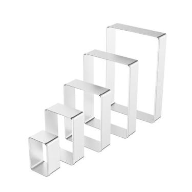 Imagem de Molde de massa 5 peças/conjunto conveniente retangular cortador de frutas ferramentas de cozimento de aço inoxidável molde de biscoito cozinha (estilo B)