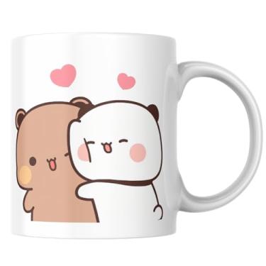 Imagem de Babimarkeebei Caneca de café de cerâmica fofa com abraço de urso panda 325 ml, presente engraçado para amantes de panda, melhores amigos, colegas de trabalho, presentes de Natal e aniversário para