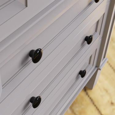 Imagem de Puxadores redondos de 3 cm com liga de zinco preta polida, puxadores de armário duráveis, puxadores de gaveta brilhantes resistentes à corrosão para cozinha, banheiro, armário, cômoda, preto