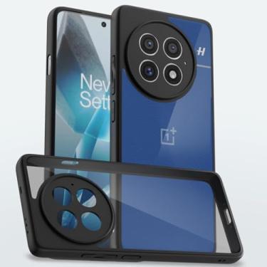 Imagem de QUIETIP Capa compatível com OnePlus 13 5G com protetor de tela, capa protetora à prova de choque de policarbonato rígido transparente, preta