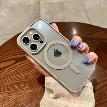 Imagem de Capa de carga sem fio para iPhone 15 14 plus 13 12 mini 11 pro xr xs max capa magnética transparente, novo cinza, para iphone 11 pro