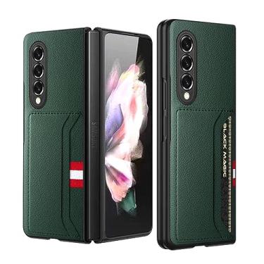 Imagem de Capa fina de couro fosco para Samsung Galaxy Z Fold 5 3 4 Fold4 Fold2 Fold5 Fold3 Fold 2 5G Bolsa para celular com bolso para cartão, verde, para Samsung Z Fold 4