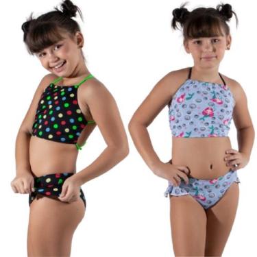 Imagem de KIT 2 Biquíni Cropped Infantil Estampado WLS Modas Confortavel Basico 