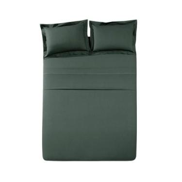 Imagem de Jogo de Cama Queen Döhler Olímpia 200 Fios 4 Peças, Verde Escuro