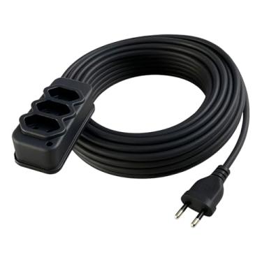 Imagem de Extensão Elétrica Premium, Cabo PP 10 Metros, 3 Saídas 2P+T, Fio 2,5mm, Preto, Tensão Máxima 750V, Para Uso Doméstico e Profissional
