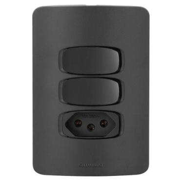 Imagem de Conj. 2 Paralelos + 1 Tomada 10A - Alumbra Gracia Black Maxx