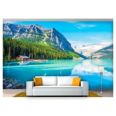 Imagem de Papel De Parede Lago Montanha Céu Água 3D Nlk143 - Você Decora