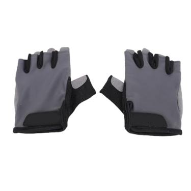 Imagem de RiToEasysports Luvas de Bicicleta, Absorção de Choque Elástica de Silicone de Tecido Cinza Anti Deslizamento Reflexivo Luvas de Meio Dedo para Treino Esportivo (M)