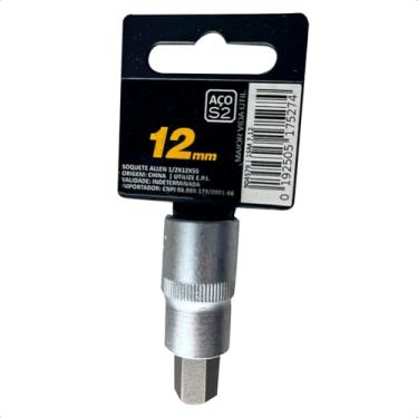 Imagem de Soquete Allen 12mm Curto 55mm Encaixe 1/2 Aço Cromo Vanádio Alta Precisão Para Manutenção Automotiva