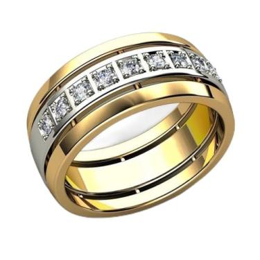 Imagem de Anéis de noivado de zircônia cúbica branca banhada a ouro branco, alianças de compromisso, festas noturnas, presentes de dia dos namorados, alianças de eternidade para mulheres, 9, Cobre, Sem pedra