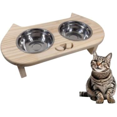 Imagem de Comedouro Pet Bebedouro Gato Elevado 2 Potes Tam P(gato)