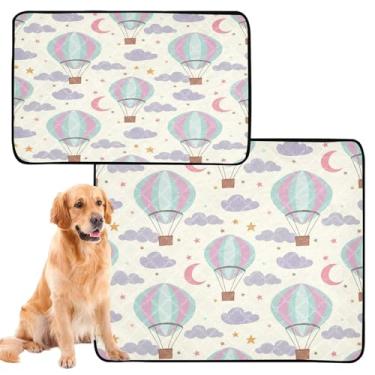 Imagem de CEBUGI Almofadas de xixi laváveis para cães, pacote com 2, almofadas impermeáveis para filhotes de cachorro, antiderrapante, à prova de vazamento, para cama de cercadinho, balões de ar quente