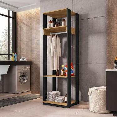 Imagem de Guarda-Roupa Closet Titan Preto e Freijó 59 cm - Modern