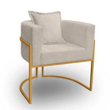 Imagem de Poltrona para Sala Base de Metal Reforçada Liz Veludo Bege - LH Decor 
