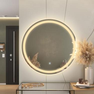 Imagem de Espelho LED 3 Cores Banheiro Dual Touch c/Desembaçador 90 Cm x 90 Cm