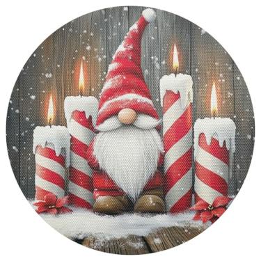 Imagem de xigua Jogo americano redondo de Natal Papai Noel, conjunto de 4, tapete de mesa redondo antiderrapante resistente ao calor, tapetes de mesa de 48 cm para decoração de cozinha, jantar e festa