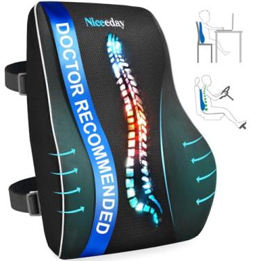 Imagem de Almofada de suporte lombar para cadeira de escritório, almofada de suporte para as costas do carro, espuma viscoelástica para jogos para cadeira de mesa para alívio da dor nas costas, descanso