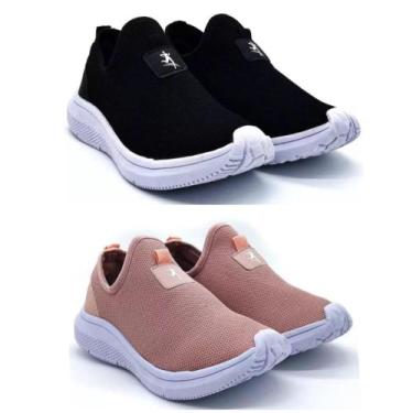 Imagem de Kit 2 Tênis Feminino Calce Fácil para Corrida Academia - Zion Shoes, 3