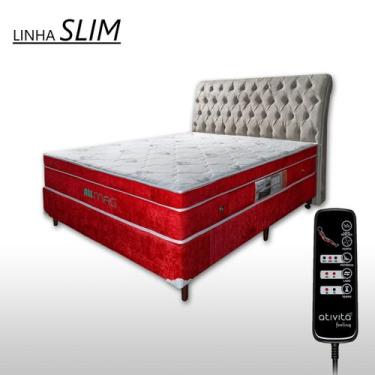 Imagem de Colchão Com Massageador Casal Completo + Base box + Cabeceira ALLMAG, 