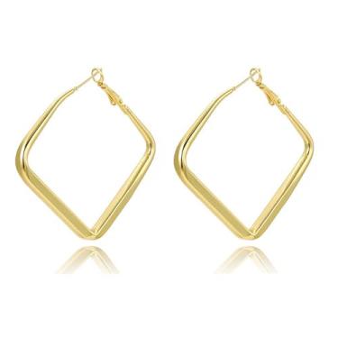 Imagem de Brincos de argola de ouro para mulheres, brincos grossos irregulares, brincos de argola torcida, presentes de joias, Adjustable, Latão, Sem pedra preciosa