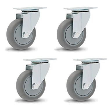 Imagem de Rodas de rodízio resistentes - Rodas giratórias de 360° para carrinho de móveis, bancada de trabalho, gabinete - Rodízios de substituição duráveis, design de placa superior, pacote com 4